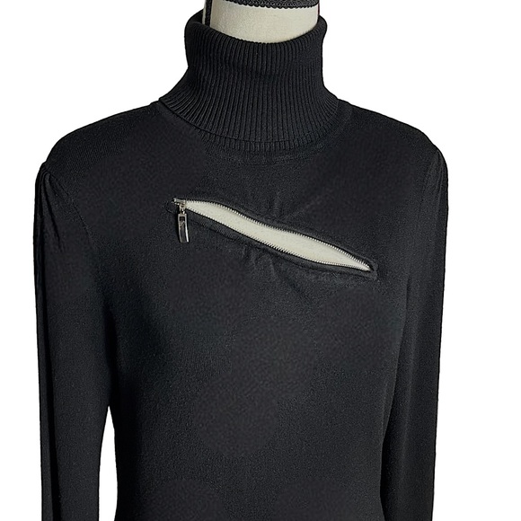 Cache Black Turtle Neck Sweater w/ Zipper Details | Size XS - Picture 6 of 11